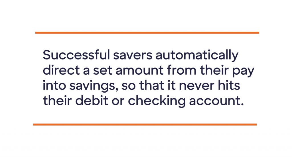 Pull quote about automating savings to create a habit